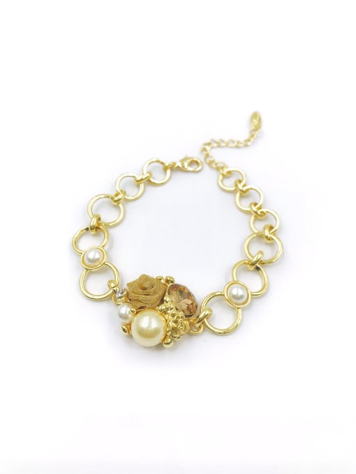 VIENNOIS Zinc Alloy Imitation Pearl Yellow Flower Trend Bracelet 0