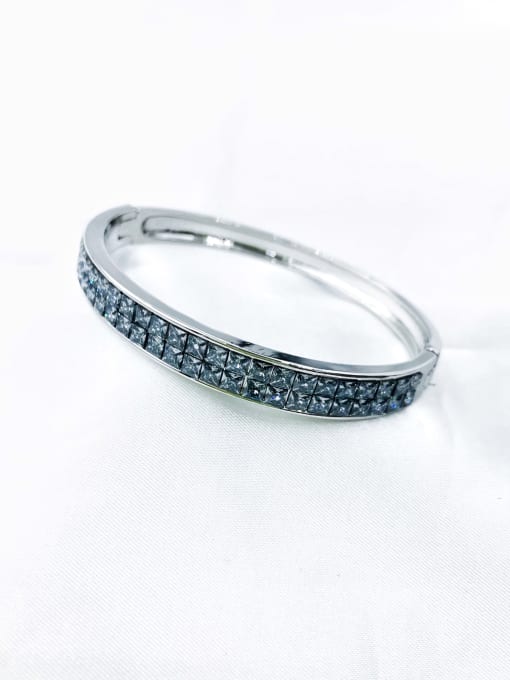 VIENNOIS Brass Cubic Zirconia Gray Trend Band Bangle