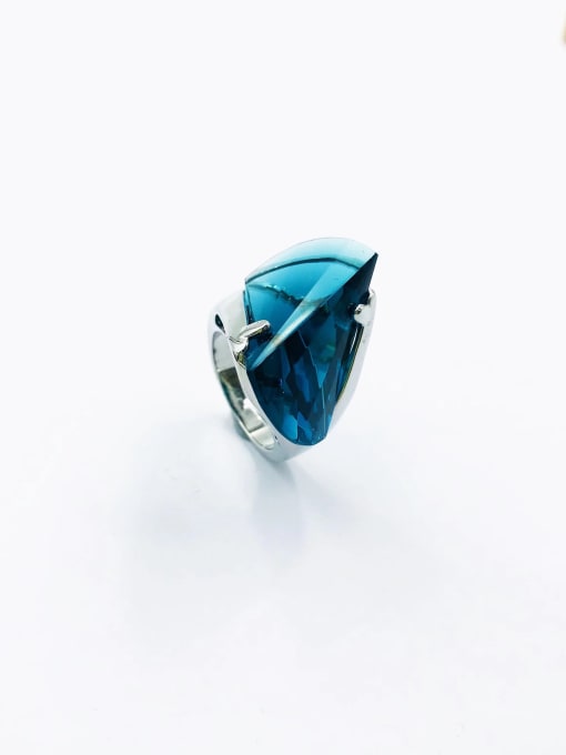 imitation rhodium+blue glass Brass Glass Stone Yellow Irregular Statement Band Ring
