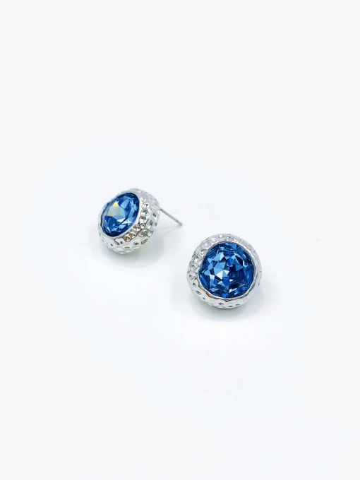 imitation rhodium+blue glass stone Zinc Alloy Glass Stone White Irregular Trend Stud Earring