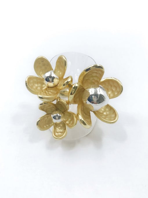 VIENNOIS Zinc Alloy Bead Silver Flower Trend Band Ring 0
