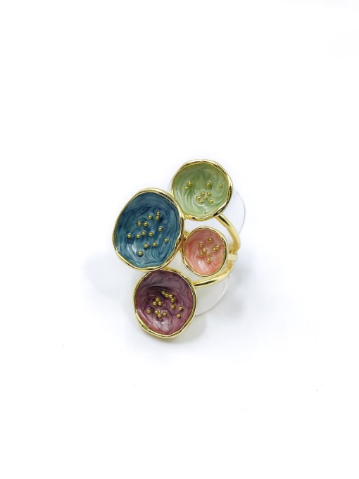 gold+blue&purple&green&pink Enamel Zinc Alloy Enamel Irregular Trend Band Ring