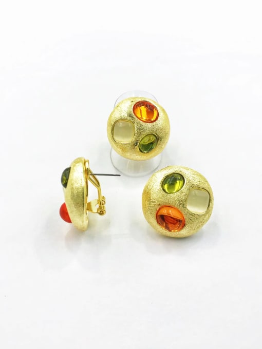 VIENNOIS Zinc Alloy Trend Geometric Resin Multi Color Ring And Earring Set 0