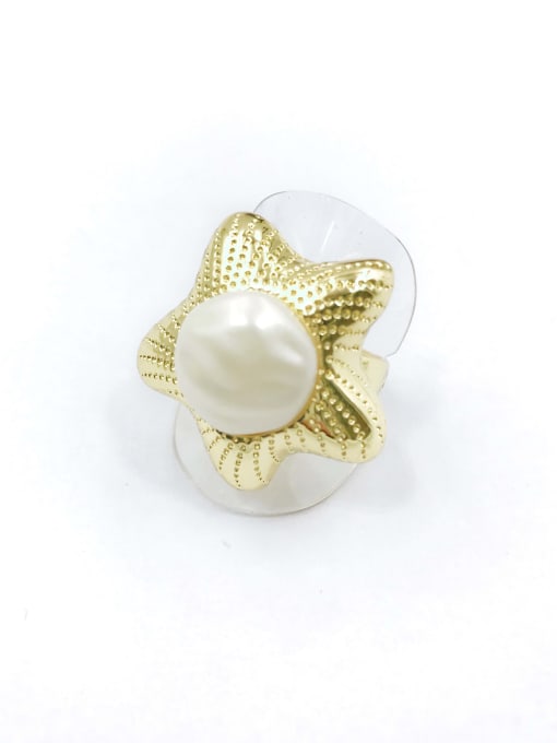 Gold Zinc Alloy Resin White Star Trend Band Ring