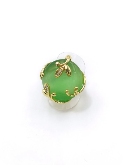 VIENNOIS Zinc Alloy Cats Eye Green Leaf Trend Band Ring 0