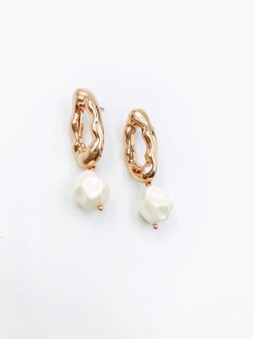 Rose Zinc Alloy Imitation Pearl White Irregular Trend Drop Earring