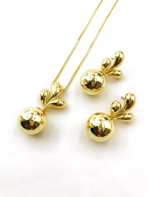 VIENNOIS Minimalist Zinc Alloy Bead Gold Earring and Necklace Set