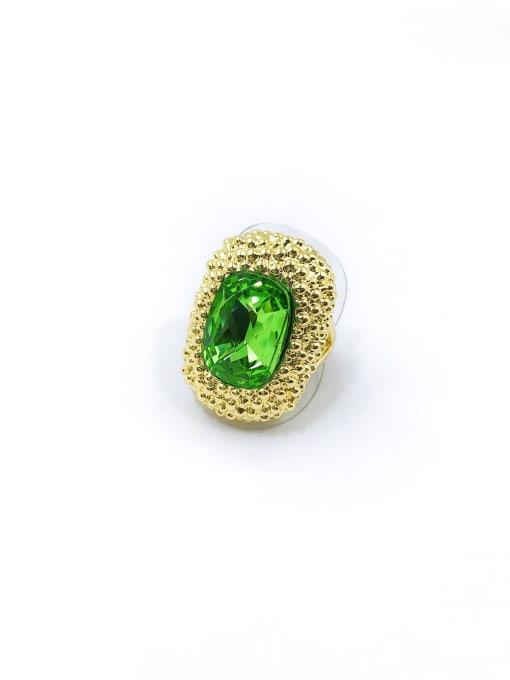 VIENNOIS Zinc Alloy Glass Stone Green Classic Band Ring 0