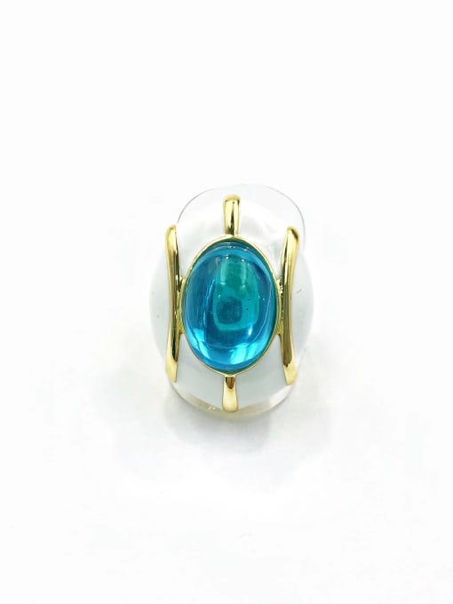 VIENNOIS Zinc Alloy Enamel Resin Blue Oval Trend Band Ring