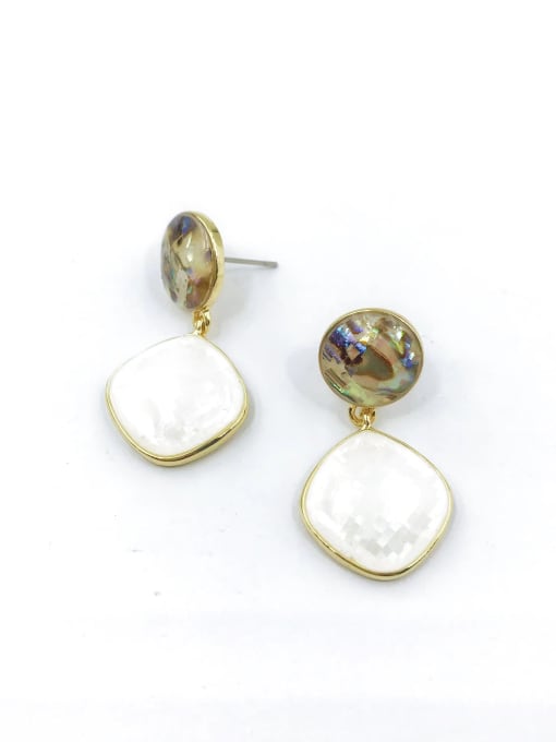Gold Zinc Alloy Shell Multi Color Round Minimalist Drop Earring