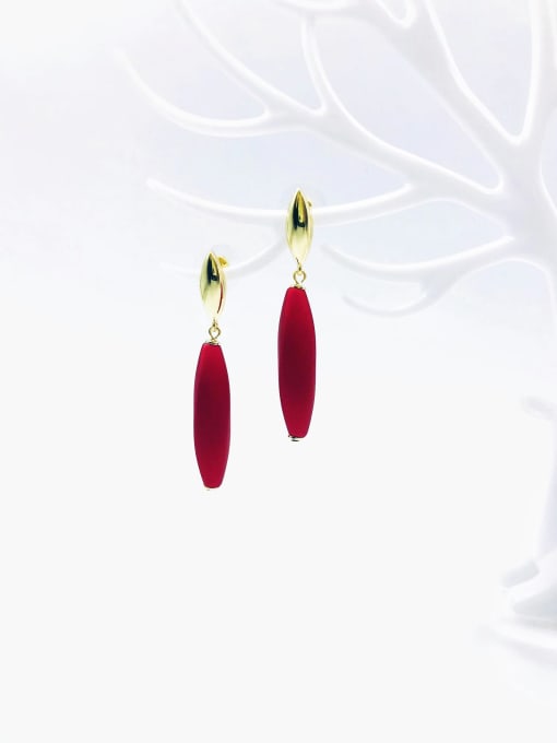 Red Zinc Alloy Bead Red Irregular Minimalist Drop Earring