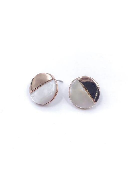 VIENNOIS Zinc Alloy Shell White Round Minimalist Stud Earring 0