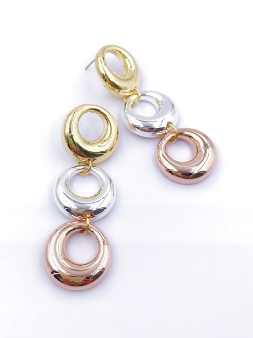 gold+imitation rhodium+rose gold Zinc Alloy Round Trend Drop Earring