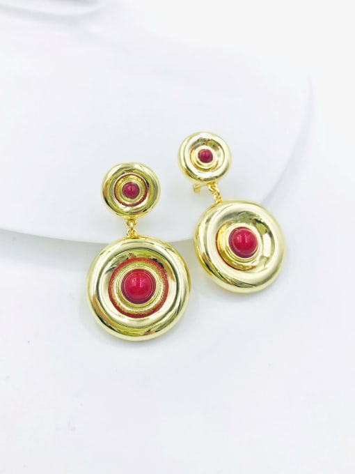 VIENNOIS Zinc Alloy Bead Red Round Trend Drop Earring 0