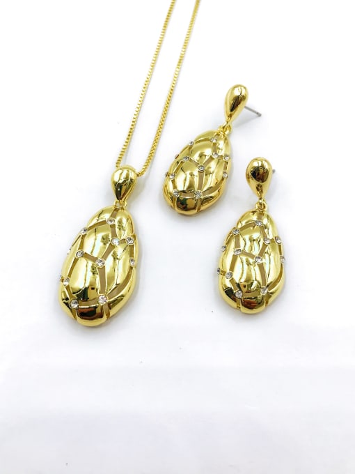 VIENNOIS Trend Water Drop Zinc Alloy Rhinestone White Earring and Necklace Set