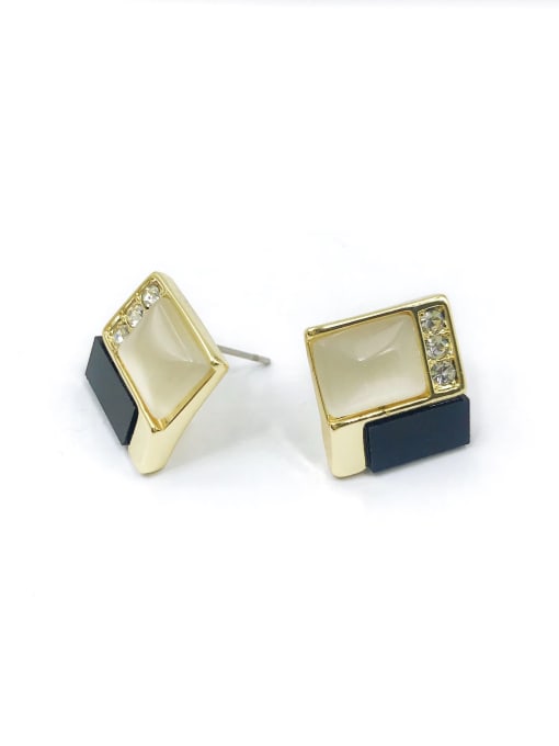 VIENNOIS Zinc Alloy Cats Eye White Acrylic Square Classic Stud Earring 0