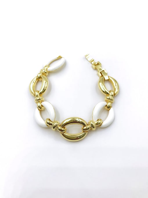 gold+white enamel Zinc Alloy Enamel Oval Trend Bracelet