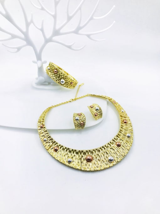 VIENNOIS Zinc Alloy Luxury Bead Multi Color Bangle Earring and Necklace Set 0