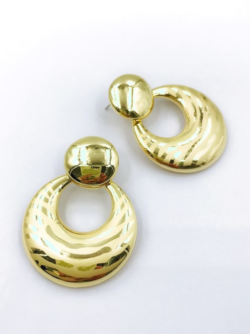Gold Zinc Alloy Round Minimalist Drop Earring