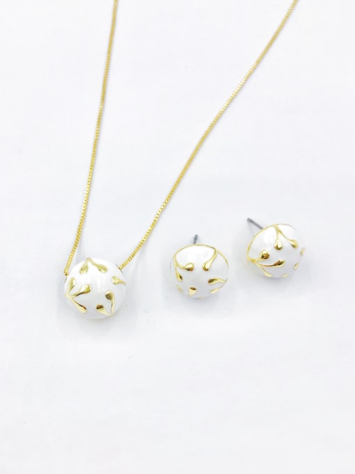 VIENNOIS Zinc Alloy Trend Ball Enamel Earring and Necklace Set 0