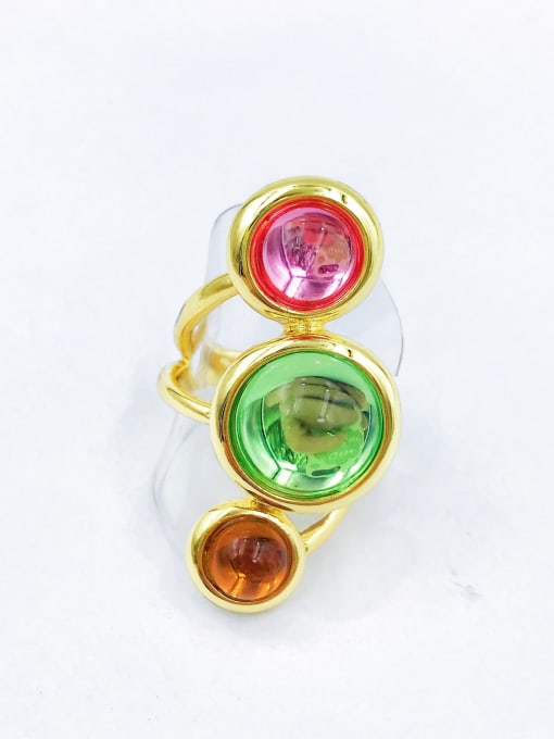 VIENNOIS Zinc Alloy Resin Multi Color Round Statement Band Ring 0