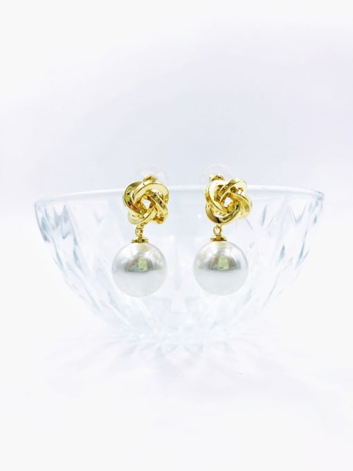 VIENNOIS Brass Imitation Pearl White Irregular Classic Drop Earring 0