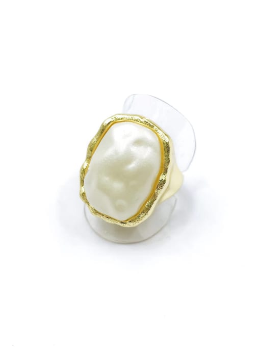 Gold Zinc Alloy Resin White Irregular Minimalist Band Ring