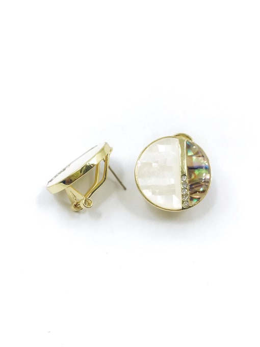 Gold Zinc Alloy Shell Multi Color Round Minimalist Clip Earring