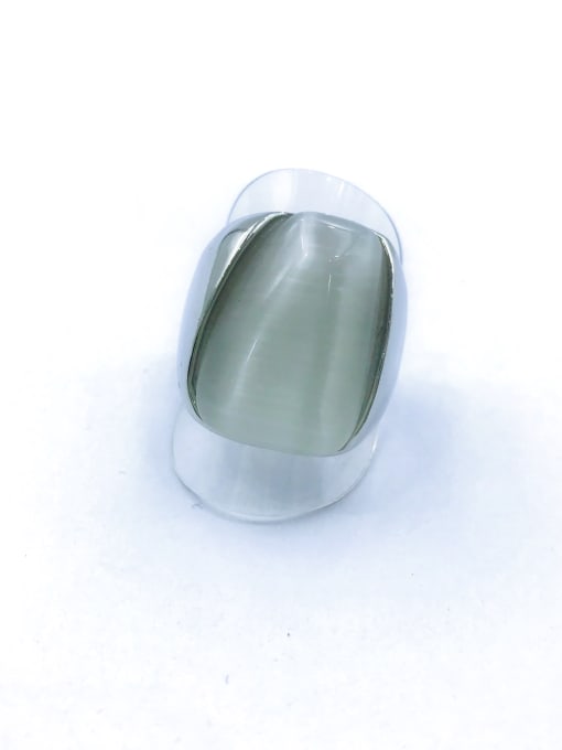 imitation rhodium Zinc Alloy Cats Eye White Geometric Minimalist Band Ring