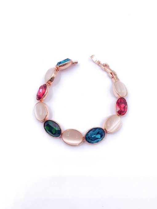 VIENNOIS Zinc Alloy Glass Stone Multi Color Oval Trend Bracelet