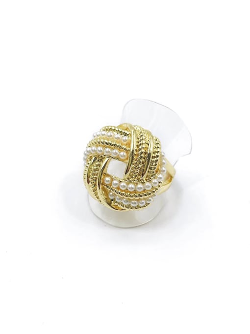 VIENNOIS Zinc Alloy Imitation Pearl White Trend Band Ring 0