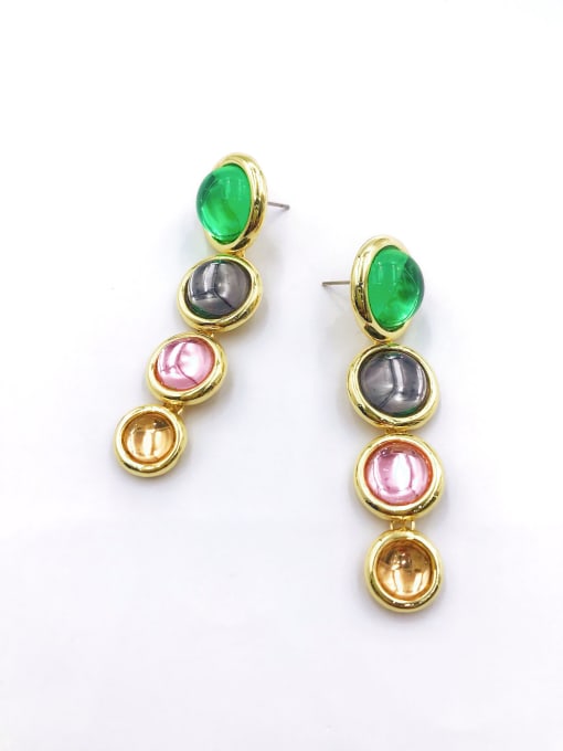 VIENNOIS Zinc Alloy Resin Multi Color Round Trend Drop Earring 0
