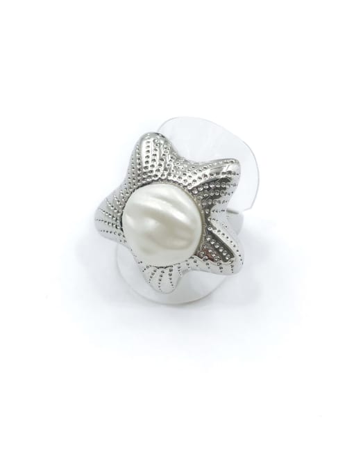 VIENNOIS Zinc Alloy Resin White Star Trend Band Ring 1