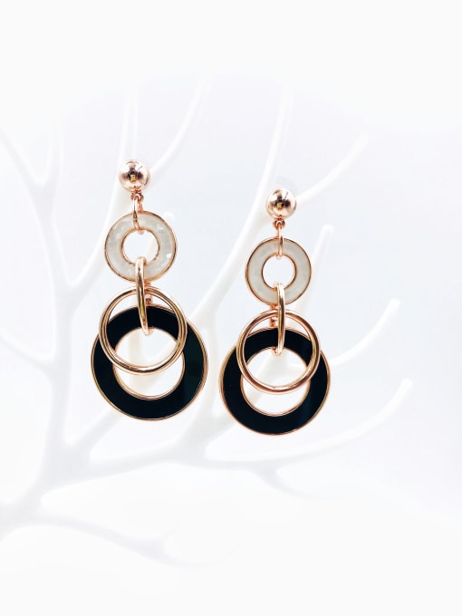VIENNOIS Zinc Alloy Shell White Acrylic Round Statement Drop Earring 0