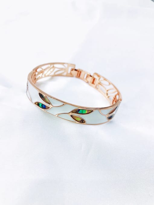 VIENNOIS Zinc Alloy Shell Multi Color Enamel Leaf Dainty Band Bangle 0