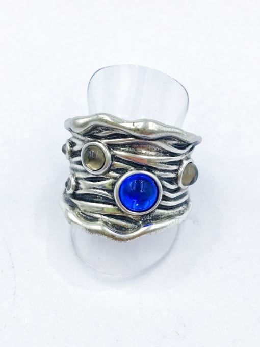 imitation rhodium+blue&gray resin Zinc Alloy Resin Multi Color Irregular Trend Band Ring