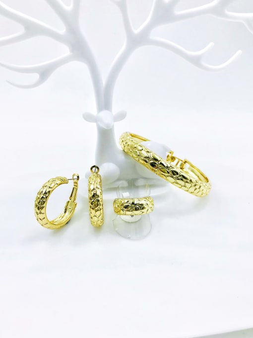 VIENNOIS Zinc Alloy Minimalist Round Ring Earring And Bracelet Set 0