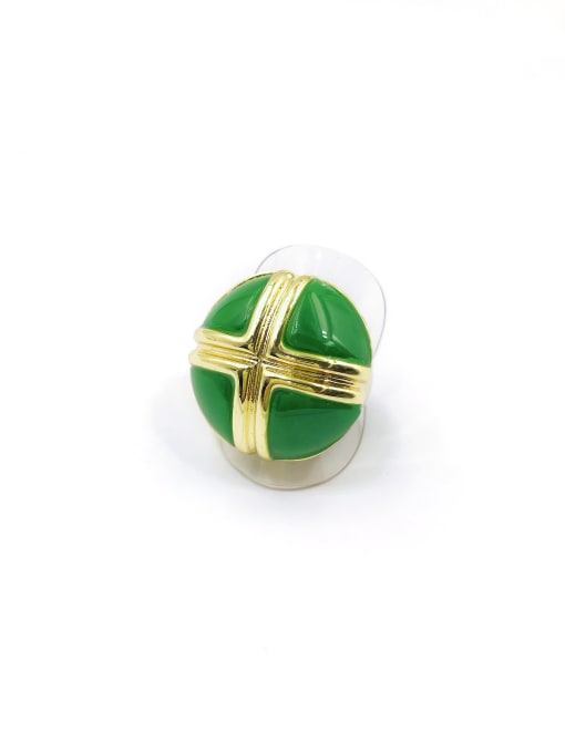VIENNOIS Zinc Alloy Resin Green Round Minimalist Band Ring 0