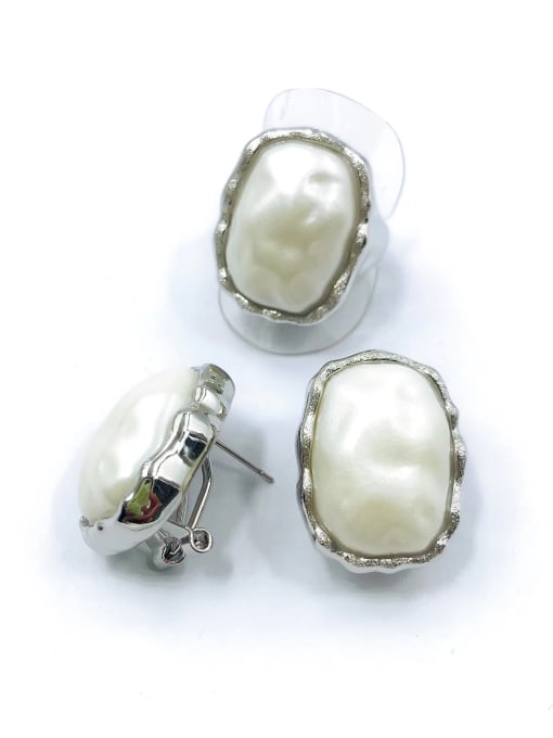 imitation rhodium Trend Irregular Zinc Alloy Resin White Ring And Earring Set