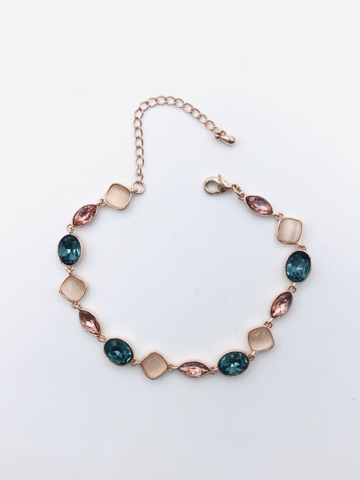 VIENNOIS Brass Glass Stone Multi Color Geometric Trend Bracelet