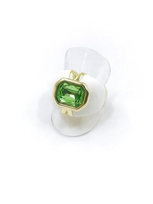 VIENNOIS Zinc Alloy Enamel Glass Stone Green Trend Band Ring 0