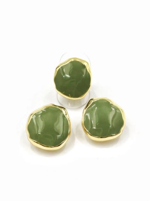 Green Zinc Alloy Trend Irregular Enamel Ring And Earring Set