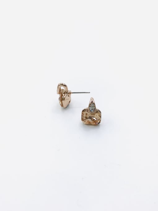 VIENNOIS Zinc Alloy Glass Stone Champagne Geometric Minimalist Stud Earring 0
