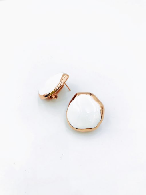 White Zinc Alloy Enamel Irregular Minimalist Clip Earring