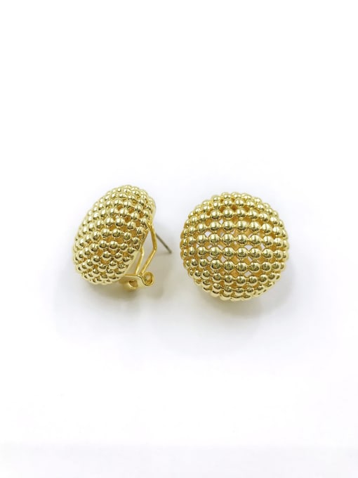 Gold Brass Round Minimalist Clip Earring