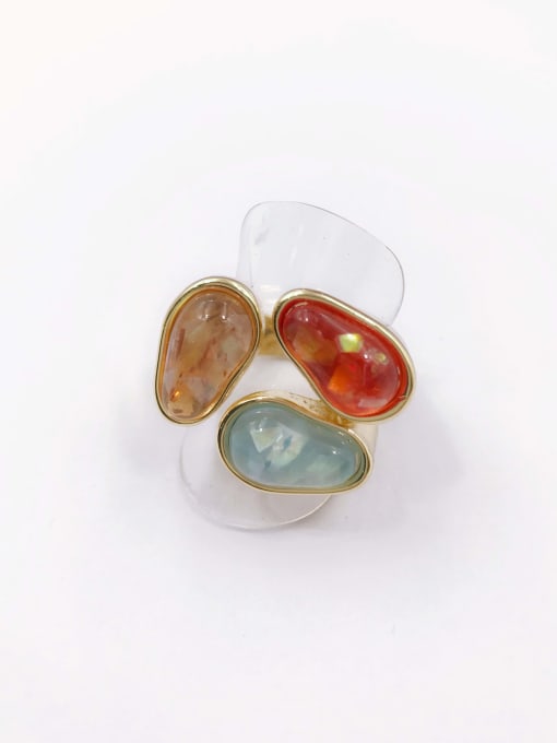 VIENNOIS Zinc Alloy Resin Multi Color Irregular Trend Band Ring 1