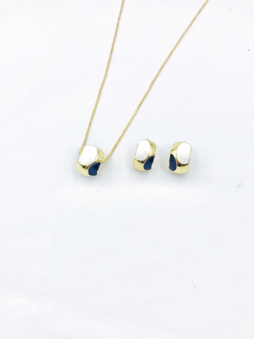 VIENNOIS Zinc Alloy Trend Round Enamel Earring and Necklace Set 0