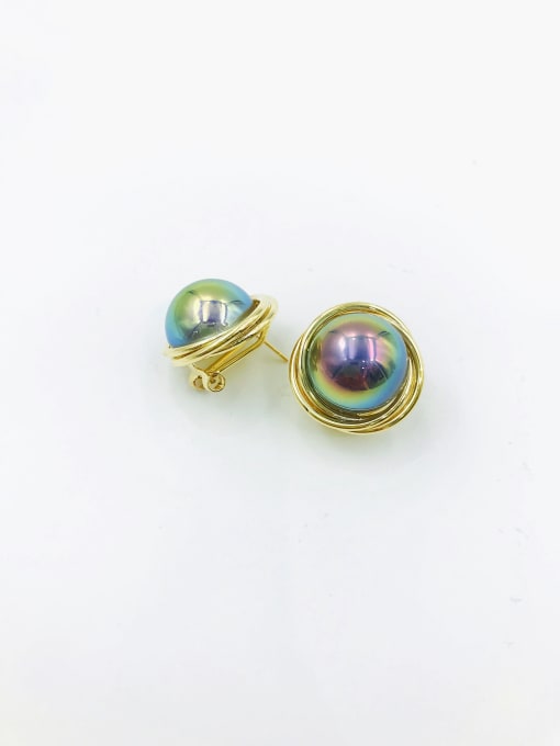 VIENNOIS Brass Imitation Pearl Multi Color Irregular Trend Clip Earring 0