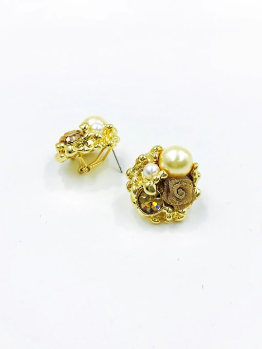 Gold Zinc Alloy Imitation Pearl Multi Color Irregular Trend Clip Earring