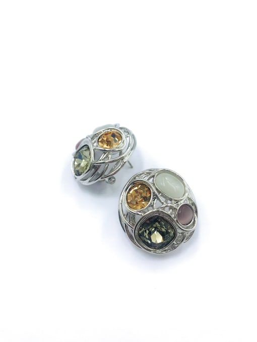 VIENNOIS Zinc Alloy Glass Stone Multi Color Irregular Trend Clip Earring 1